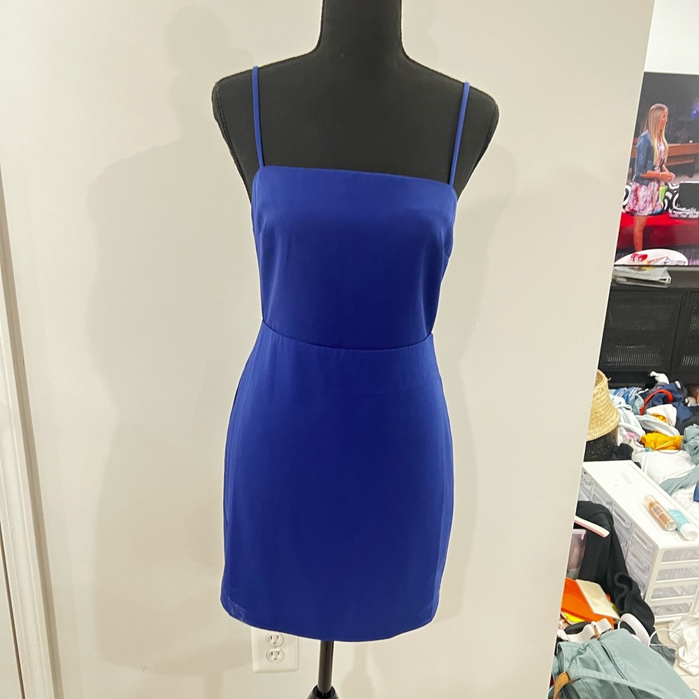 Elegant Blue Spaghetti Strap Dress